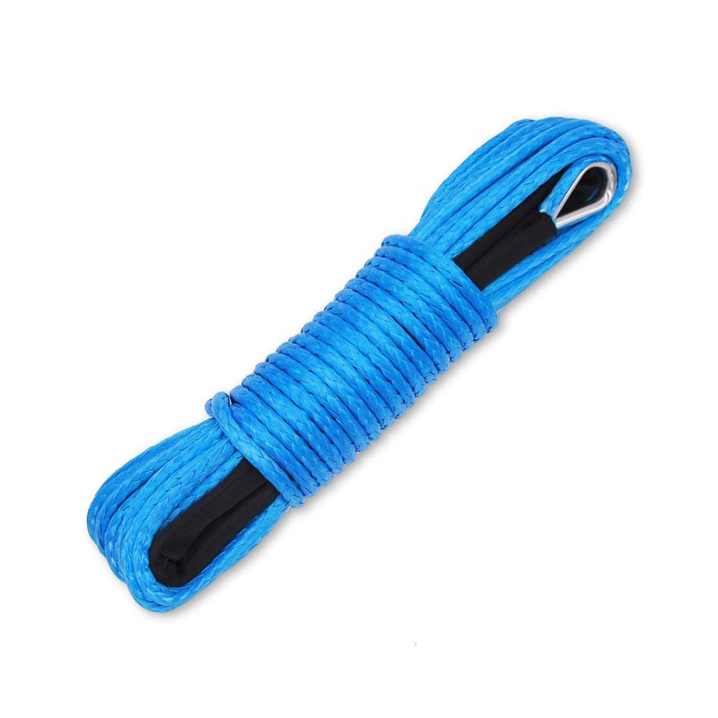 Ucreative 3/16 Inch x 50 Feet Synthetic Winch Line Cable Rope 8 350LBs with Black Protecing Sleeve for ATV UTV (Blue) - Image 1